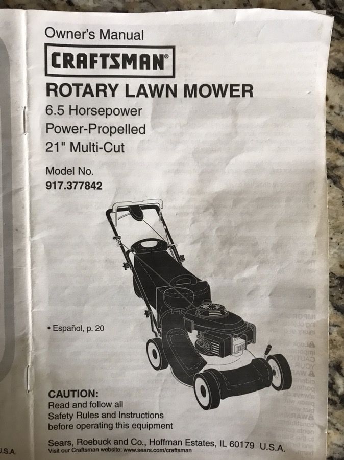 Walk Behind Craftsman Lawn Mower Model 917 Manual Multi Cut