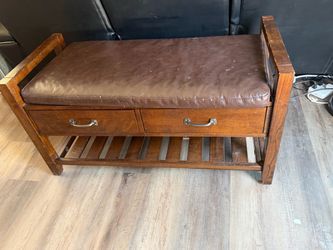 Wooden Entry Bench with Drawers