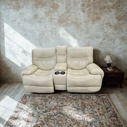 Leather Love Seat Double Recliner 