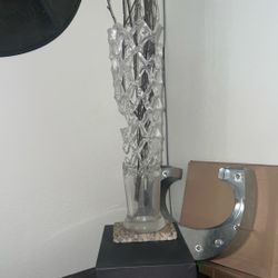 Z. Gallerie Heavy Glass Vase Broken +Reeds 