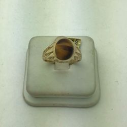 Vintage 14k Yellow Gold Tiger Eye Stone Ring 9.3 Grams 💵  💳  💵  Cash and Card Accepted