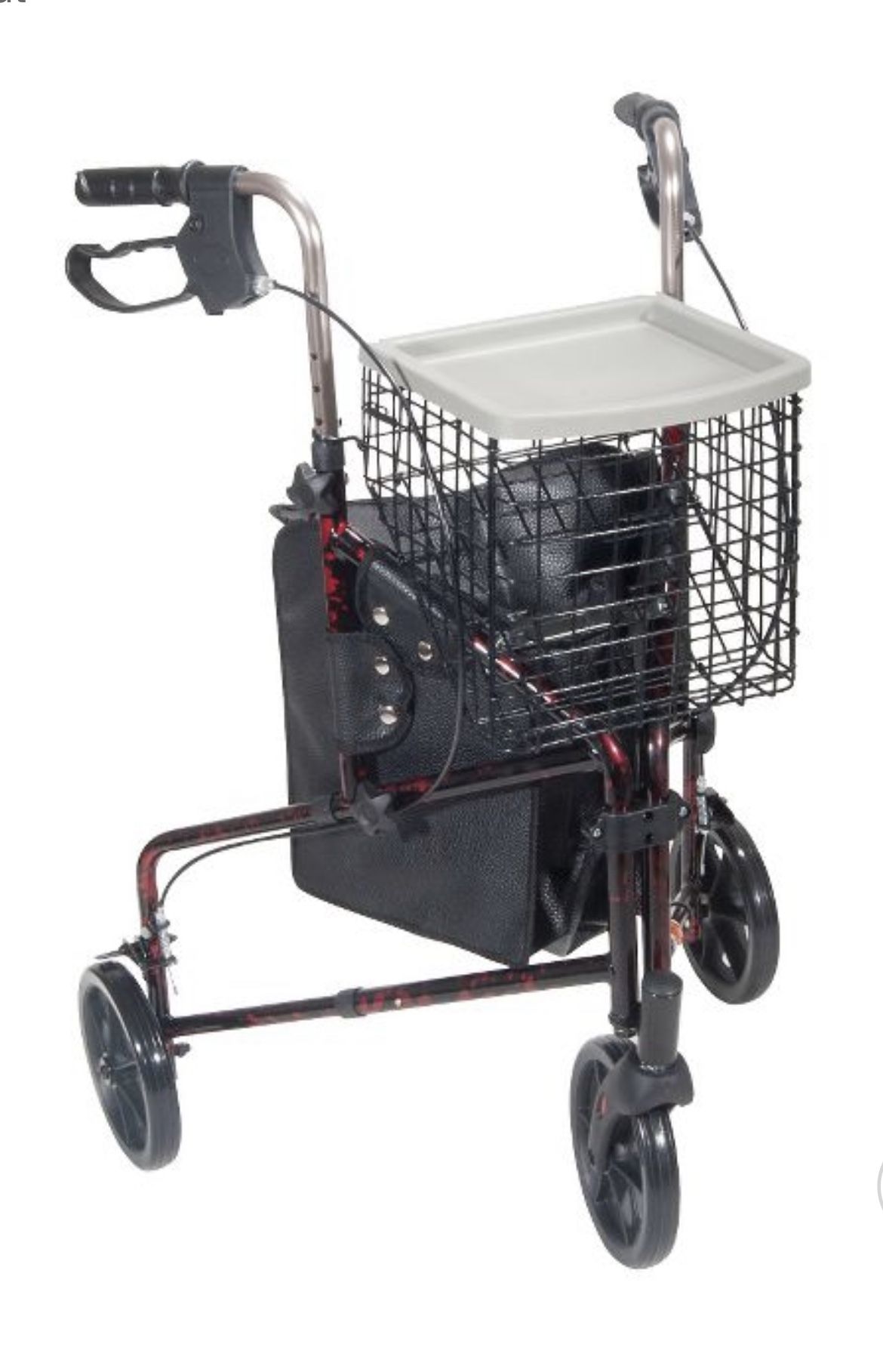 Drive Medical 3 Wheel Rollator, Flame Red