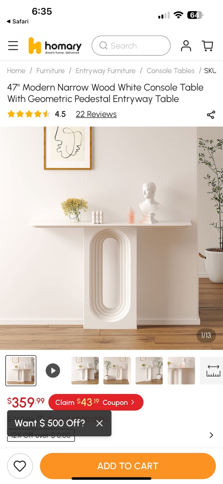 White Console table