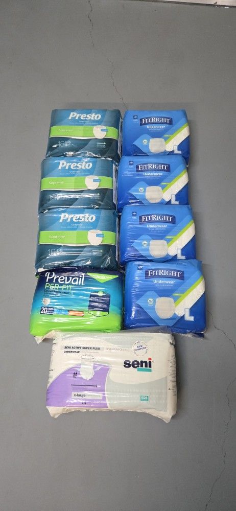 Adult Diapers Pull-ups Large Size. Total 9 Packages For $30.