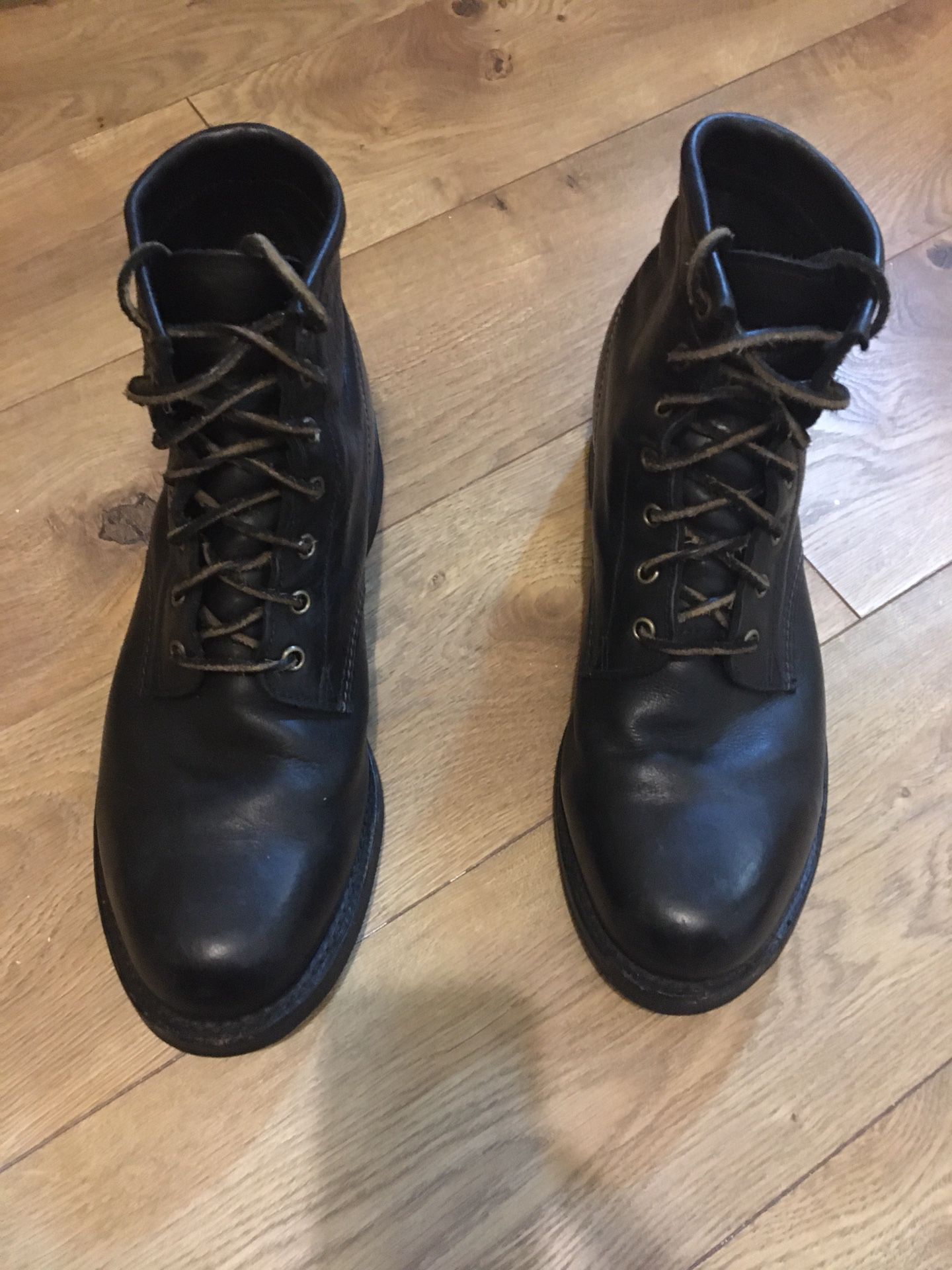 FRYE Mens Black Leather Lace Up Boots 9.5D