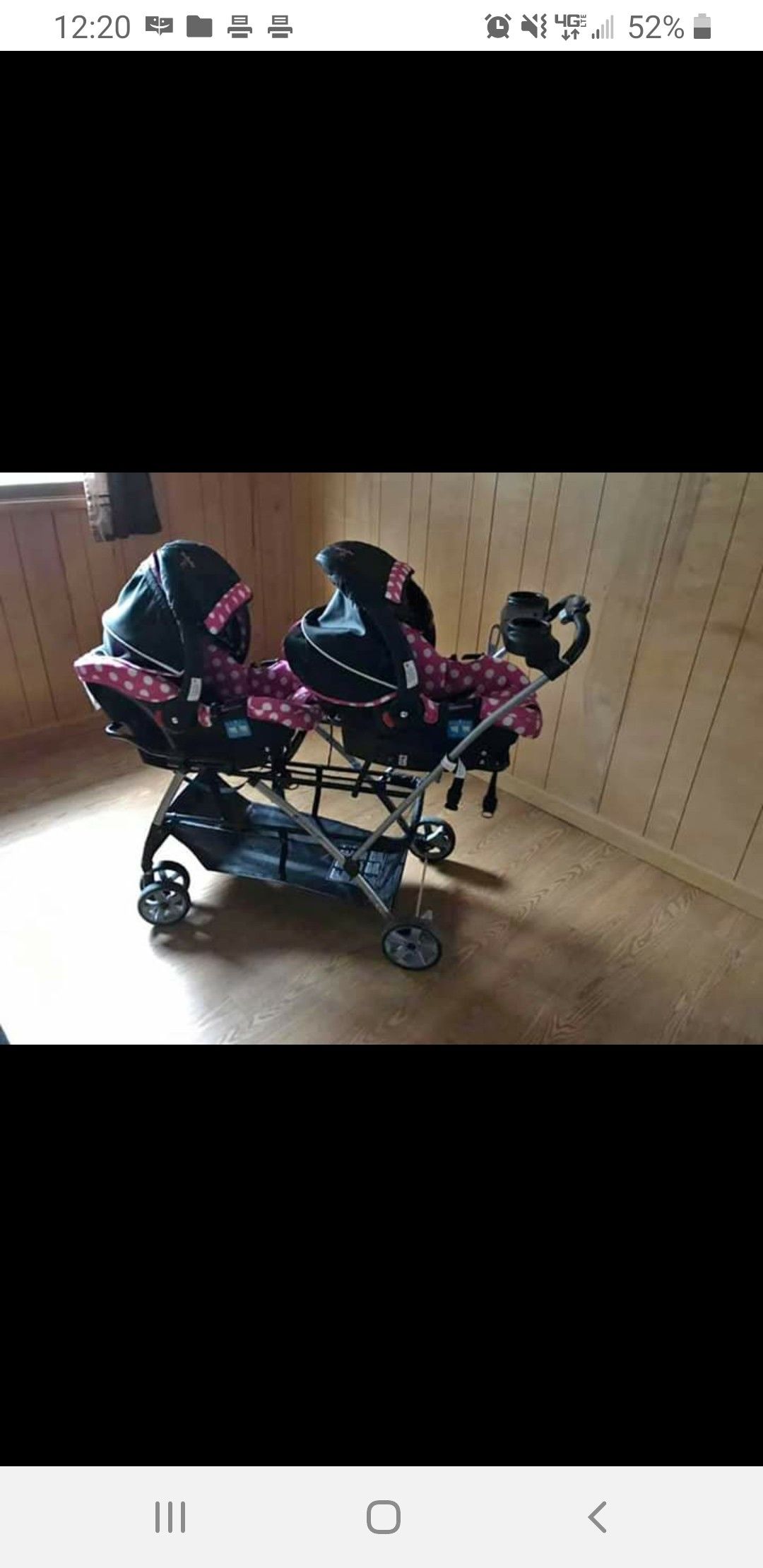 Twin stroller and car seats