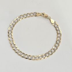 10kt Real Gold Solid Cuban Curb Diamond Cut Bracelet 5.8 Mm 7.5 INCHES