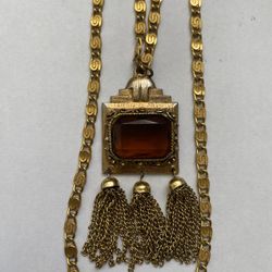 Rare Vintage Edlee Double Chain Citrine Necklace