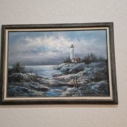 Seascape panting by Everett Woodson.