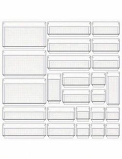 Set of 25 clear drawer organizers