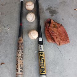 Softball Bats And Glove 