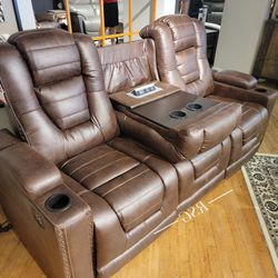 Power Electric Reclining Brown Sofa , Loveseat, Recliner ✨ Color Options ⭐$39 Down Payment with Financing ⭐ 90 Days same as cash