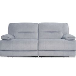 Luxury Silver Power Reclining Loveseat (82”) – Button Control • Easy Setup 