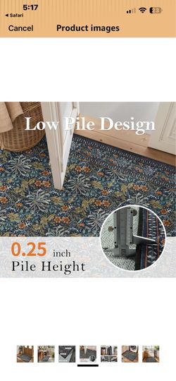 New unopened Uphome 2x6 Washable Kitchen Runner Rug Non Slip, Soft Thin Runners for Hallway, Entryway, Bedroom, Laundry, Vintage Floral Low Pile Stain