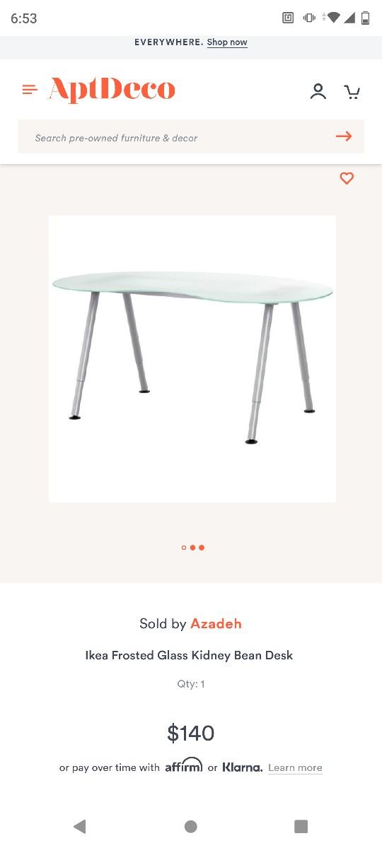 Ikea Frosted Glass Kidney Bean Desk