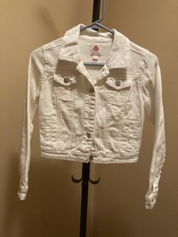 Kids size 10/12 white jean jacket