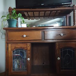 Beautiful Oak Bar Cabinet. $55 OBO