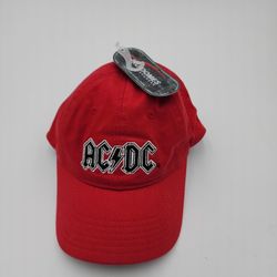 AC/DC Embroidered Bio-Domes  Stretch-Fit Baseball Cap Hat “Red With Black”