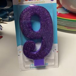 New Amscan Purple Glitter Birthday Candle Number 9!