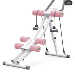 MERACH Dual Track Ab Machine, Adjustable Ab Trainer Machine, Ab Workout Equipment for Home Gym, Ergonomic Arc Track for Better Abs, Foldable Workout M