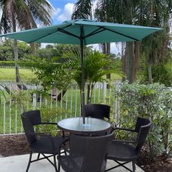 Outdoor Table Set With Four Chairs And Umbrella
