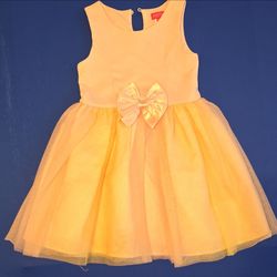 Zunie Girls S (6/6X) Peach Fit & Flare Tulle Knee Dress Sleeveless Bow