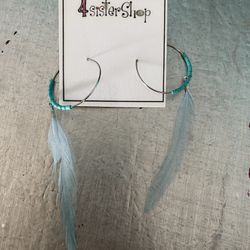 Turquoise Feather Earrings 