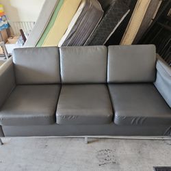 Couch, Grey, Leather Type