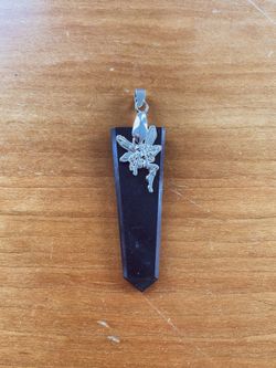 Shungite crystal fairy pendant silver plated