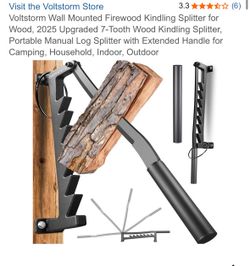 Voltstorm Wall Mounted Firewood Kindling Splitter for Wood, 2025 Upgraded 7-Tooth Wood Kindling Splitter, Portable Manual Log Splitter with Extended H