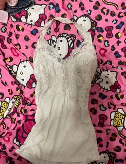 white lace halter top