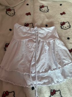 White Satin Mini Skirt with Tie