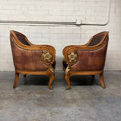Delivery is available vintage Empire / Regency-Style Crocodile-Embossed Leather Armchairs $1900 OBO! 