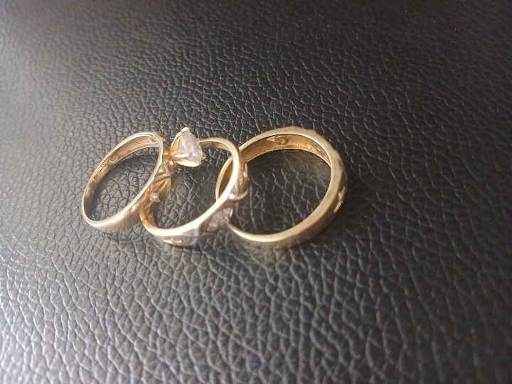 Set De Anillos De Matrimonio 14k