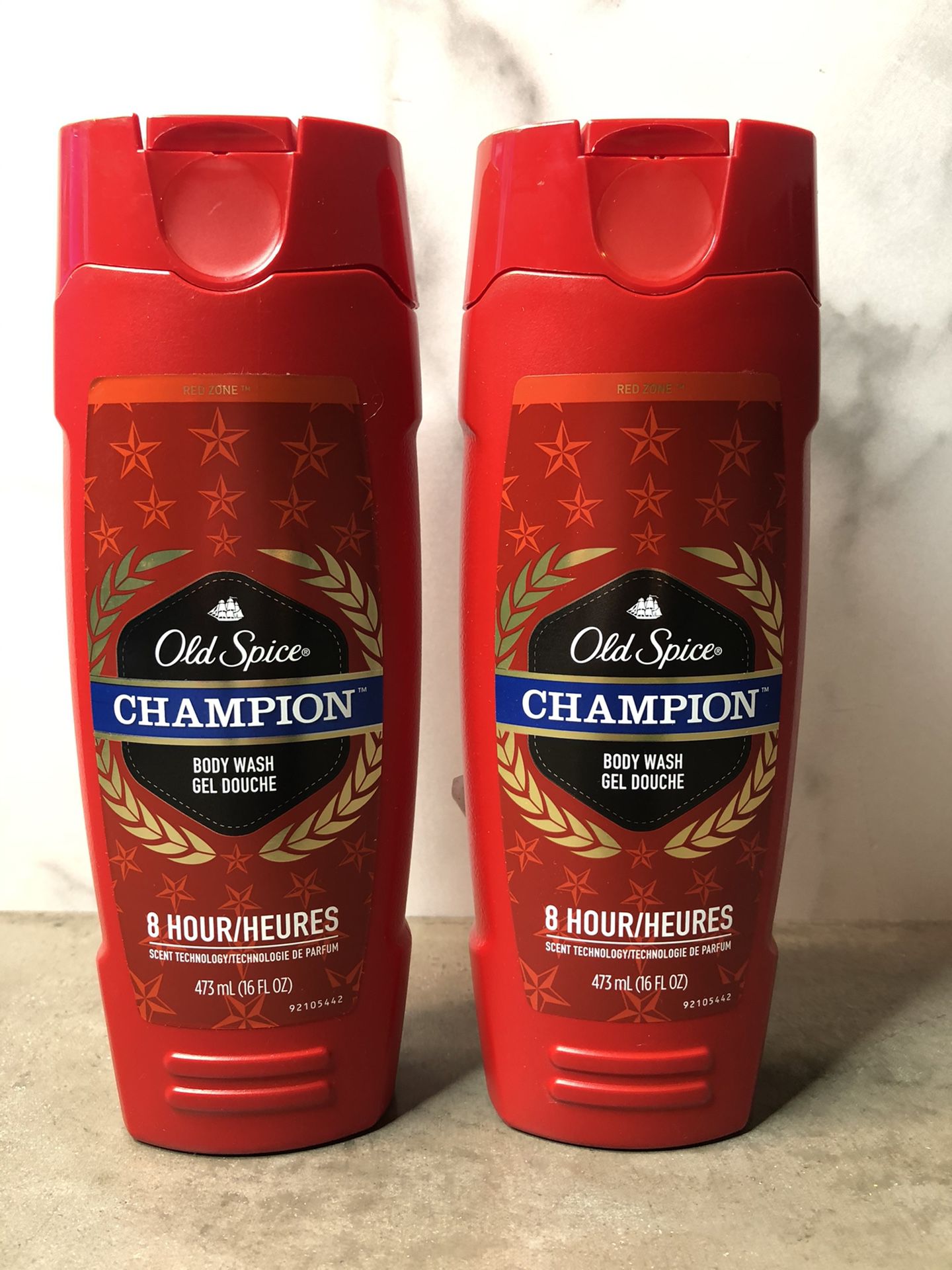 2 Old Spice Red CHAMPION Body Wash Shower Gel Men, 8 Hr scent technology 16 Oz.