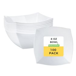 Moderna 8 oz Square White Plastic Bowl - 4 1/2" x 4 1/2" x 2" - 10 count box NEW!!