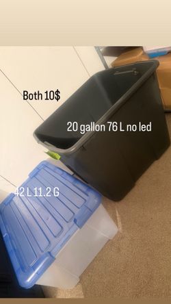20 gal 76 l  20-Gallon Heavy Duty Plastic Storage Bins with Lids, organizer can box and 11 gal stackable storage totes with dual latching lids, Weathe