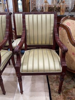 Stylish Set of 6 Italian Neoclassical Style Striped Dining Chairs🌷 price for All