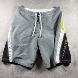 Y2K Hurley Board Shorts Swim Trunks Men’s 34 Gray Y2K Surf Beach #3D