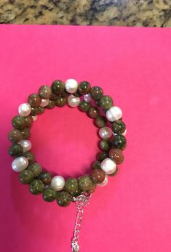 Unakite wrap bracelet