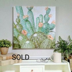 Succulent Canvas Wall Art  - 20"x20" CASH ONLY, PICKUP ONLY -  print on canvas gallery wrapped,  pictures, paintings, sofa art