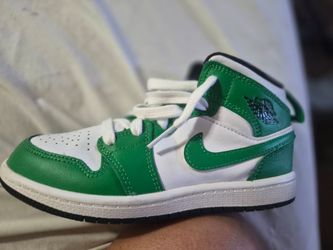 Air Jordan 1 Mid Green and White Sneaker