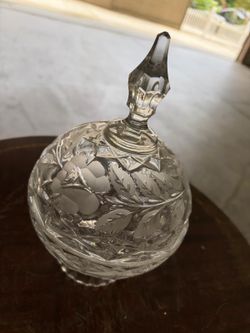 Vintage Cut Crystal Candy Dish with Lid – Floral Design