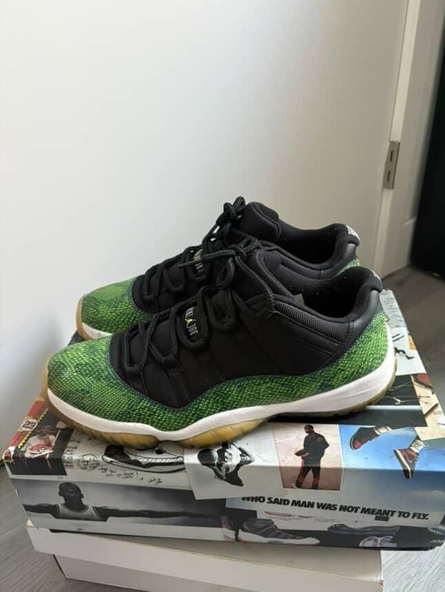 Jordan 11s Green Snakeskin