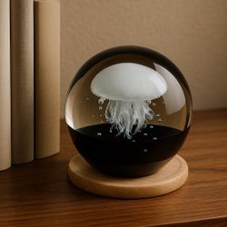 Glass Jellyfish Paperweight — Hand Blown Ocean Art Decor