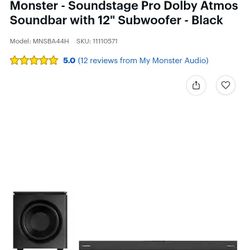 Monster - Soundstage Pro Dolby Atmos Soundbar with 12" Subwoofer - Black