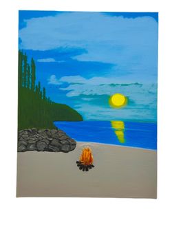 Beach Campfire Landscape Painting