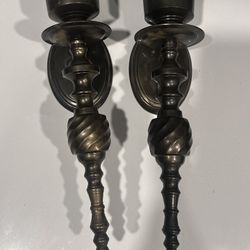 PAIR OF BRASS WALL CANDLE SCONCES