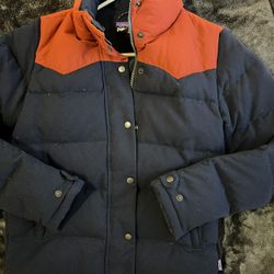 New Patagonia Women’s Bivy Jacket Orange Navy Down