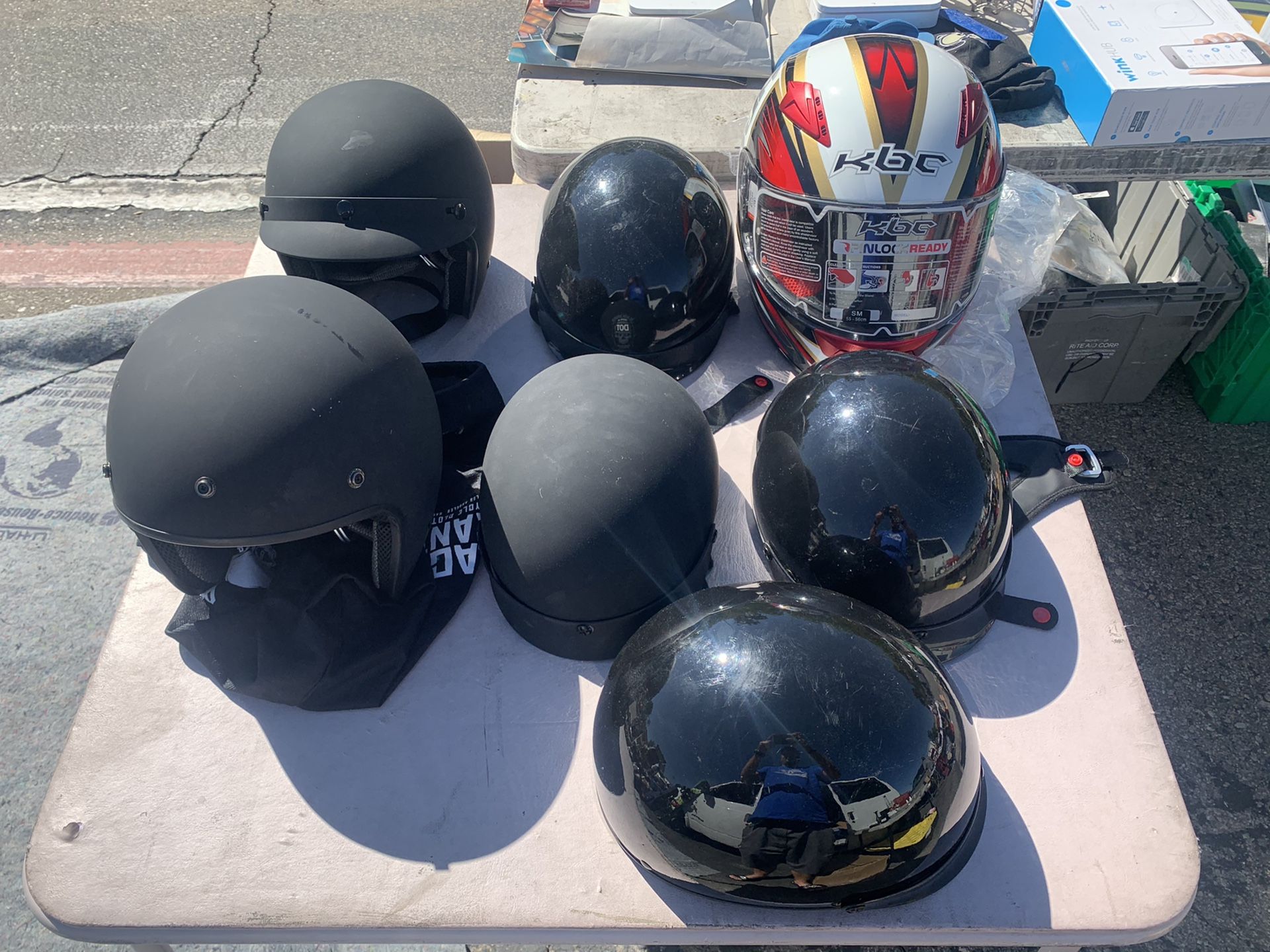 Motorcycle helmets! Different brand & shapes! Full face/Half/Open Face! Different prices!
